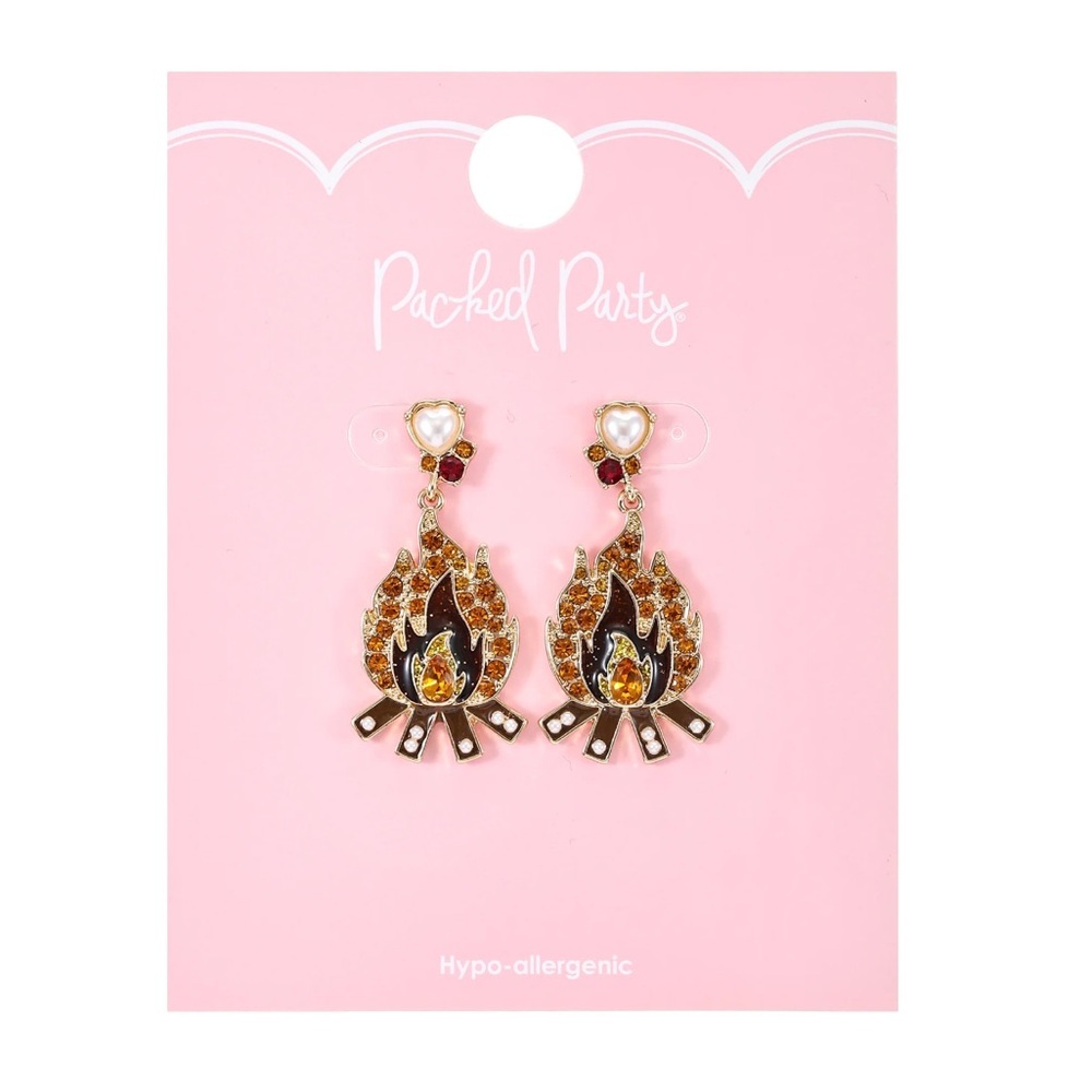 NIP Packed Party Goldtone Fireside Chat Earrings, Female, 1 Pair